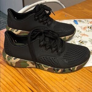 Crocs LiteRide Women's Sneaker Shoes Size 5 Black Camo Comfort Lace Up